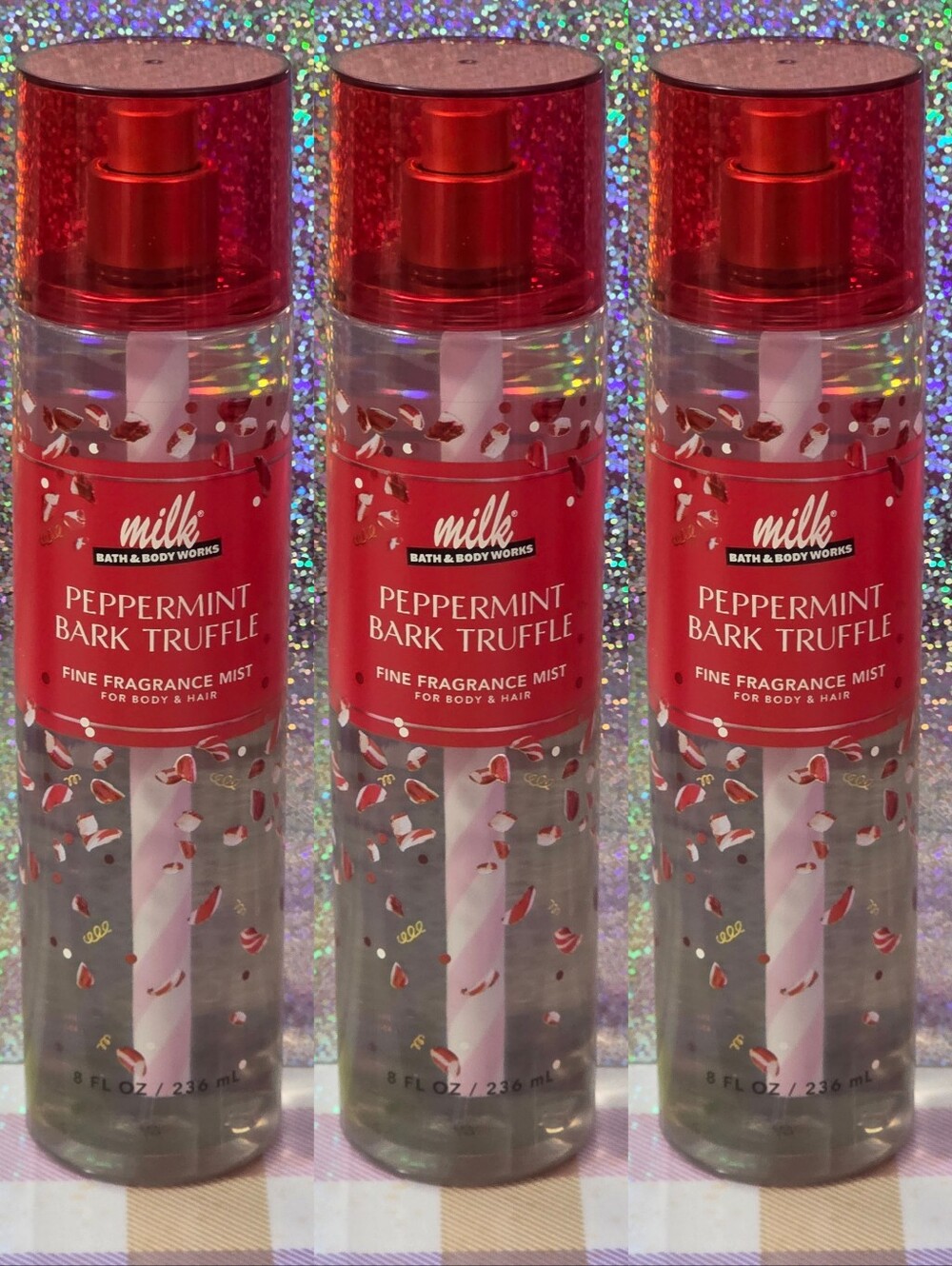 Bath & Body Works Peppermint Bark Truffle Fine Fragrance Mist Set of 3 NEW RARE